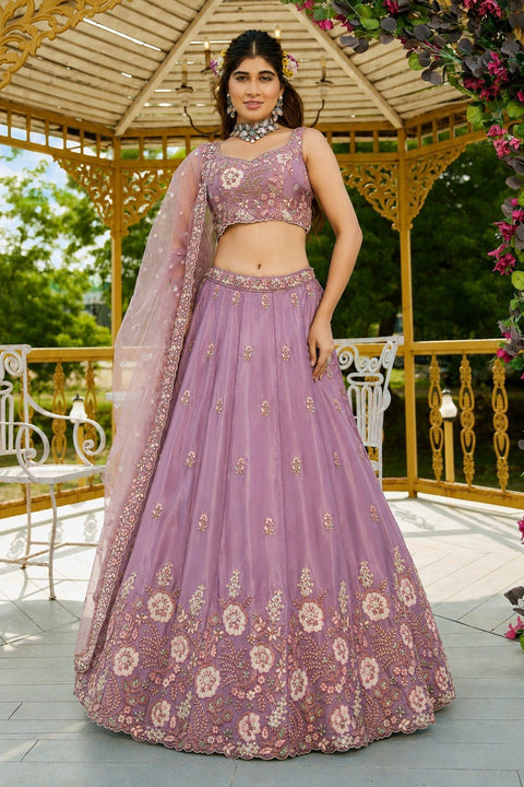 Lavender Designer Crepe Lehenga Choli ClothsVilla Main image