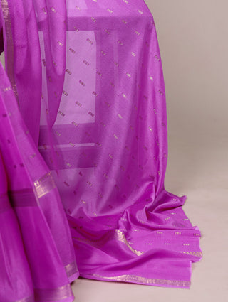 Lavender Designer Crepe Weaving Saree with Matching Unstitched Crepe Blouse – Elegant Traditional Wear ClothsVilla