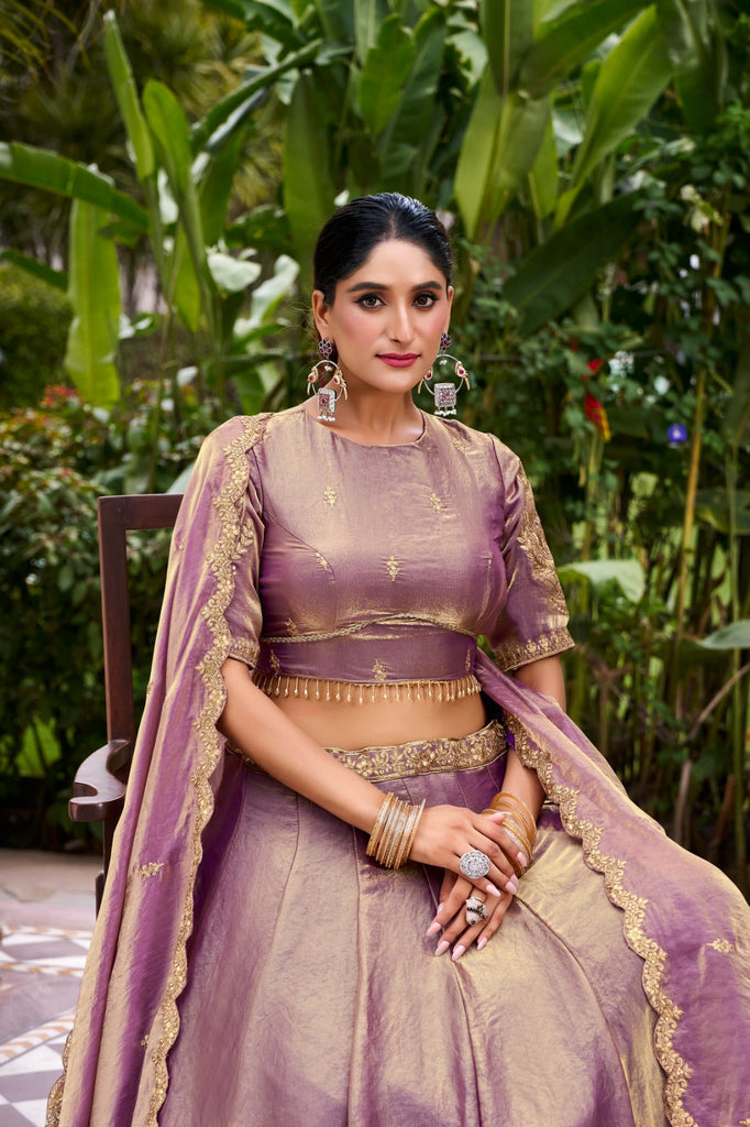 Lavender Designer Fendi Lehenga Choli Set with Sequins & Thread Embroidery  Heavy Flair Stitched Lehenga with Dupatta ClothsVilla