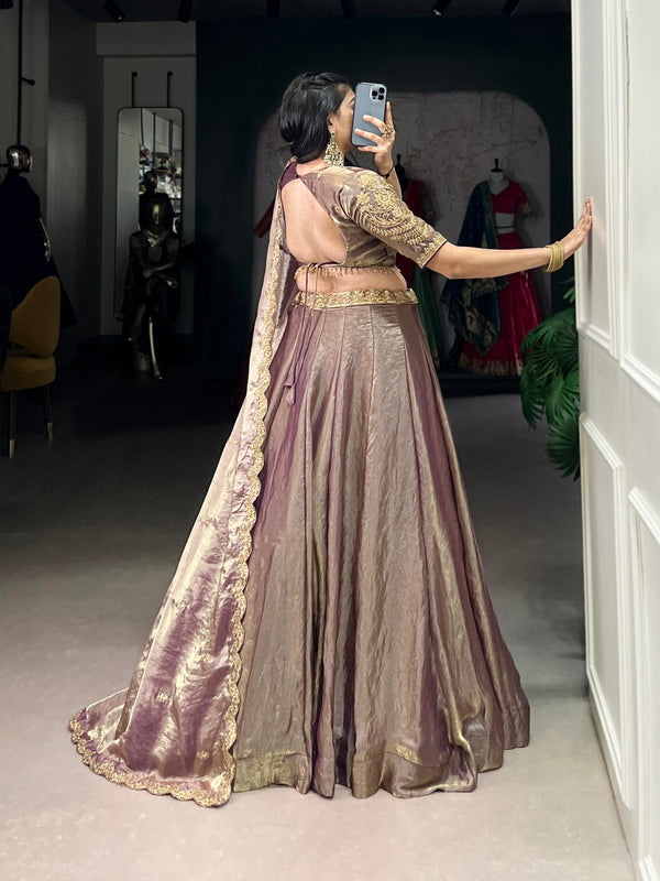 Lavender Designer Fendi Lehenga Choli Set with Sequins & Thread Embroidery  Heavy Flair Stitched Lehenga with Dupatta ClothsVilla