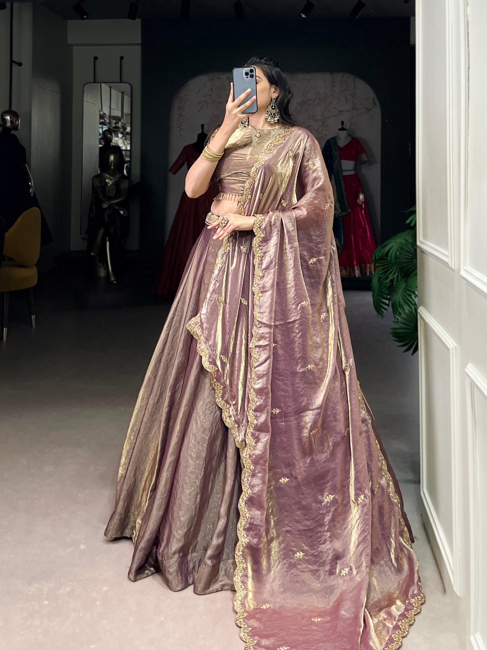 Lavender Designer Fendi Lehenga Choli Set with Sequins & Thread Embroidery  Heavy Flair Stitched Lehenga with Dupatta ClothsVilla