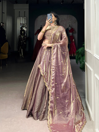 Lavender Designer Fendi Lehenga Choli Set with Sequins & Thread Embroidery  Heavy Flair Stitched Lehenga with Dupatta ClothsVilla