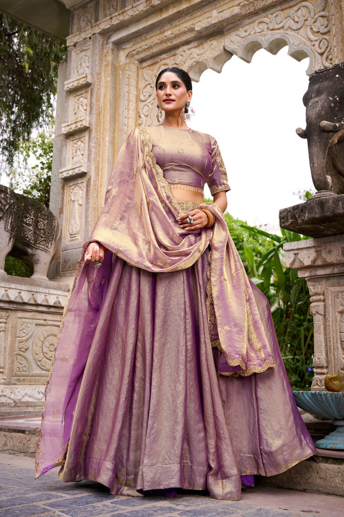 Lavender Designer Fendi Lehenga Choli Set with Sequins & Thread Embroidery  Heavy Flair Stitched Lehenga with Dupatta ClothsVilla