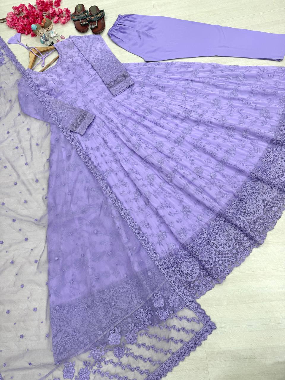 Lavender Designer Georgette Gown ClothsVilla