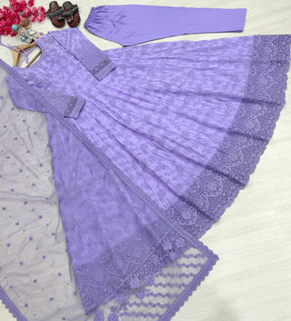Lavender Designer Georgette Gown ClothsVilla