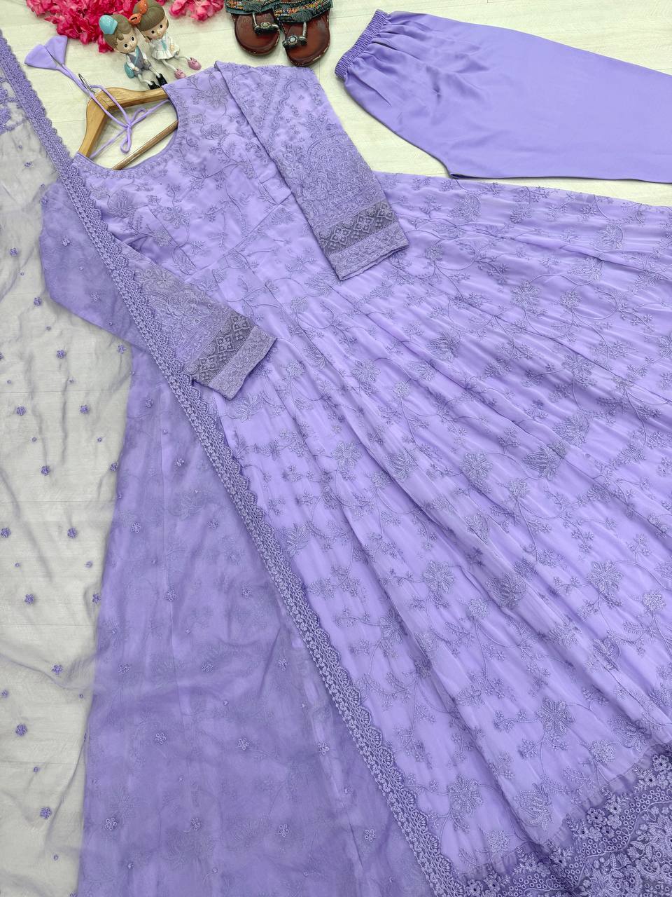 Lavender Designer Georgette Gown ClothsVilla