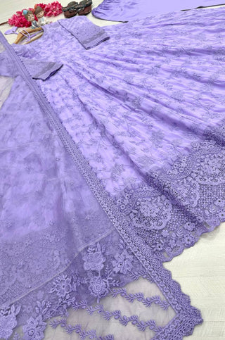 Lavender Designer Georgette Gown ClothsVilla