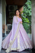 Load image into Gallery viewer, Lavender Designer Luxury Faux Blooming Anarkali Set with Heavy Sequin &amp; Zari Embroidery – Pants &amp; Dupatta Included ClothsVilla