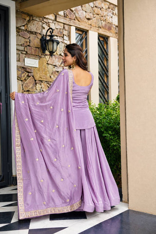 Lavender Diamond Silk Sharara Suit Set ClothsVilla