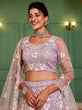 Load image into Gallery viewer, Lavender Double Sequin Embroidered Net Lehenga Choli Dupatta Set with Mirror &amp; Thread Work ClothsVilla