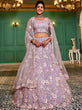 Load image into Gallery viewer, Lavender Double Sequin Embroidered Net Lehenga Choli Dupatta Set with Mirror &amp; Thread Work ClothsVilla