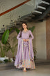Load image into Gallery viewer, Lavender  Elegant Chinnon Embroidered Gown with Dupatta – Full Sleeve Premium Partywear Ensemble ClothsVilla