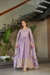 Load image into Gallery viewer, Lavender  Elegant Chinnon Embroidered Gown with Dupatta – Full Sleeve Premium Partywear Ensemble ClothsVilla