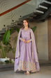 Load image into Gallery viewer, Lavender  Elegant Chinnon Embroidered Gown with Dupatta – Full Sleeve Premium Partywear Ensemble ClothsVilla