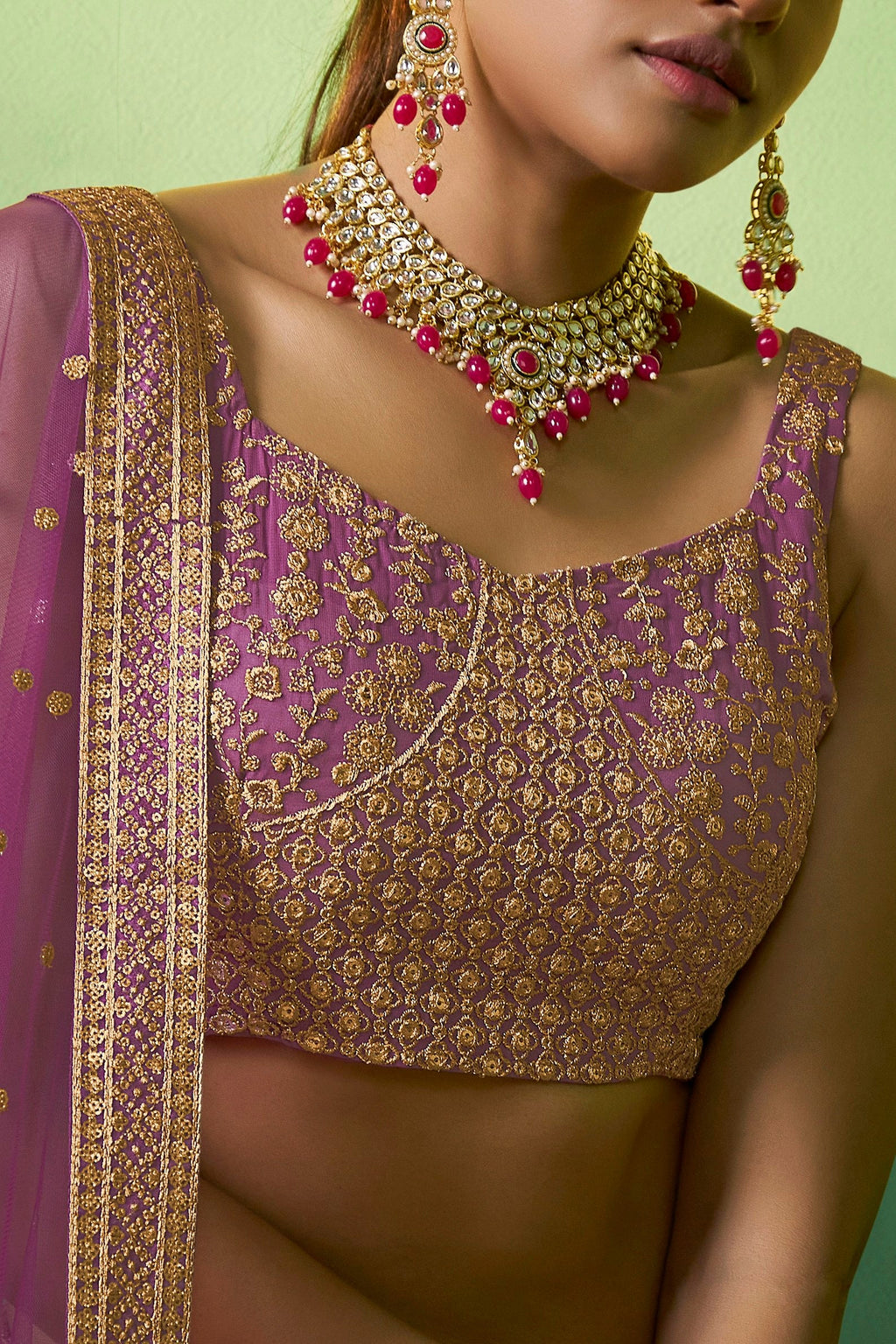 Lavender Elegant Dual Shaded Georgette Lehenga Set with Heavy Sequins & Embroidery Work ClothsVilla