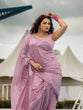 Load image into Gallery viewer, Lavender Elegant Georgette Sequin Work Saree with Banglori Silk Blouse ClothsVilla
