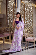 Load image into Gallery viewer, Lavender Floral Print Weightless Marble Saree with Pearl Lace Border &amp; Moonga Silk Blouse ClothsVilla