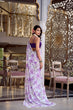 Load image into Gallery viewer, Lavender Floral Print Weightless Marble Saree with Pearl Lace Border &amp; Moonga Silk Blouse ClothsVilla