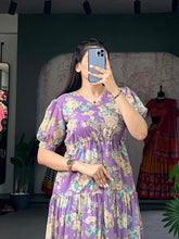 Load image into Gallery viewer, Lavender Flower Fields Georgette Frock - Dreamy Florals for the Summer ClothsVilla