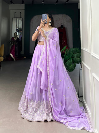 Lavender Georgette Bridesmaid Lehenga with Sequins Elegance
