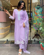 Load image into Gallery viewer, Lavender Georgette Embroidered Kurti Set