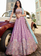 Load image into Gallery viewer, Lavender Georgette Sequins embroidery Semi-Stitched Lehenga choli &amp; Dupatta ClothsVilla