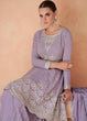 Load image into Gallery viewer, Lavender Graceful Embroidered Chinon Top &amp; Plazo Set with Dupatta ClothsVilla
