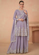 Load image into Gallery viewer, Lavender Graceful Embroidered Chinon Top &amp; Plazo Set with Dupatta ClothsVilla