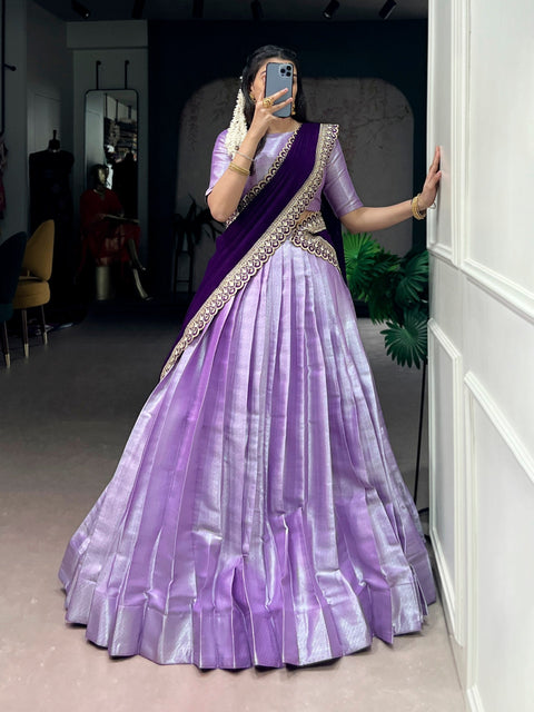 Lavender Jacquard Silk Lehenga Choli ClothsVilla Main image