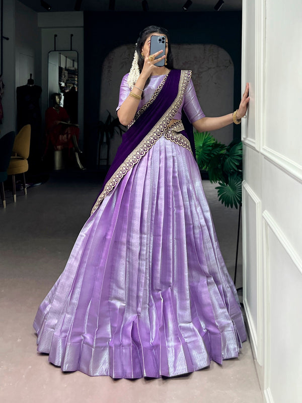 Lavender Jacquard Silk Lehenga Choli ClothsVilla