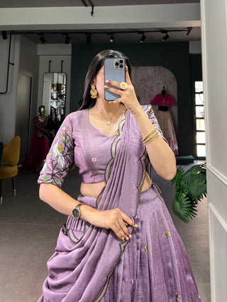 Lavender Love Lehenga Set – Sparkling Bridesmaid Glamour with Sequins & Thread Embroidery