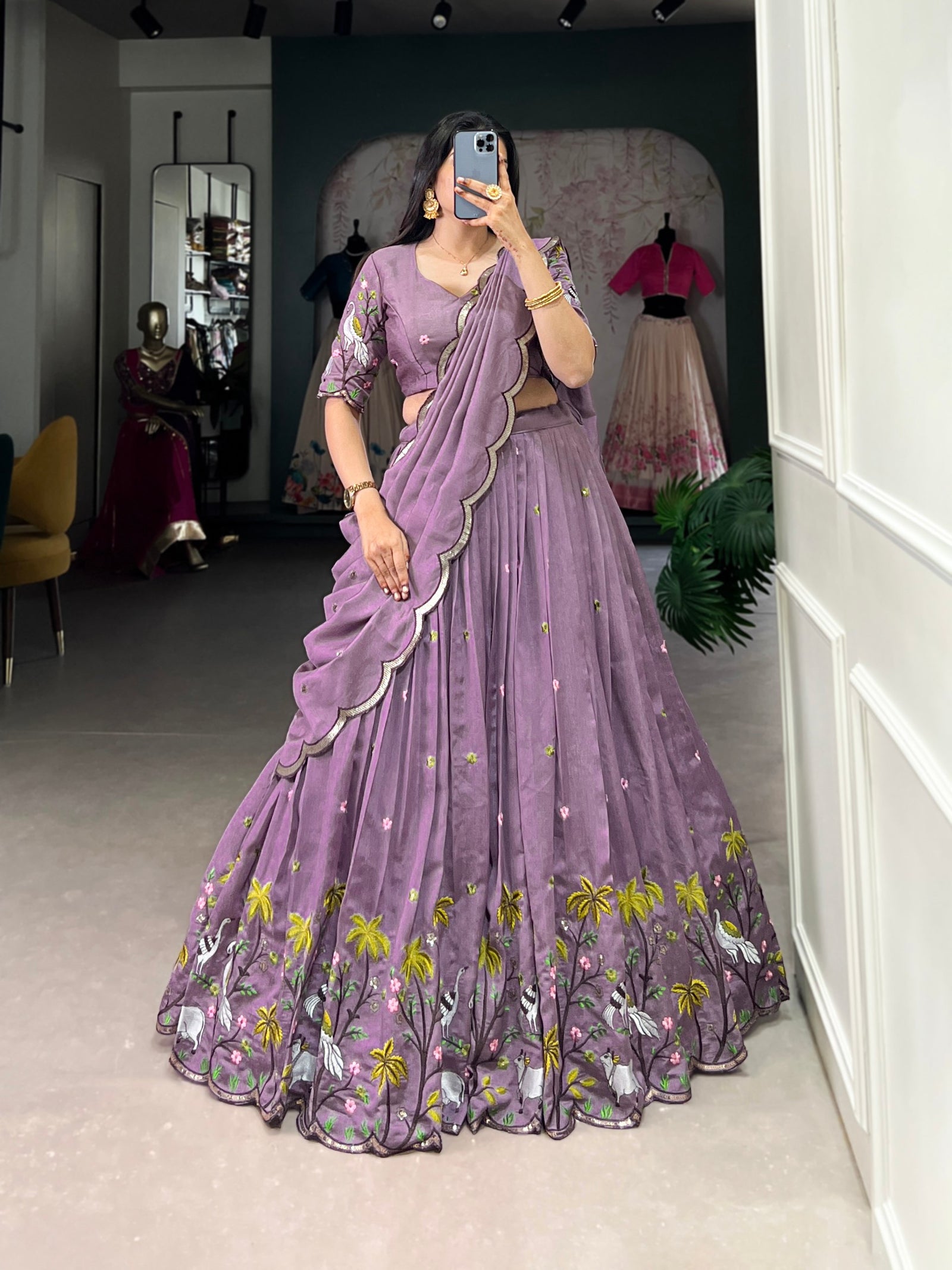 Lavender Love Lehenga Set – Sparkling Bridesmaid Glamour with Sequins & Thread Embroidery