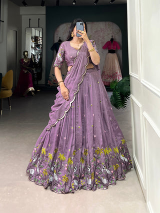 Lavender Love Lehenga Set – Sparkling Bridesmaid Glamour with Sequins & Thread Embroidery