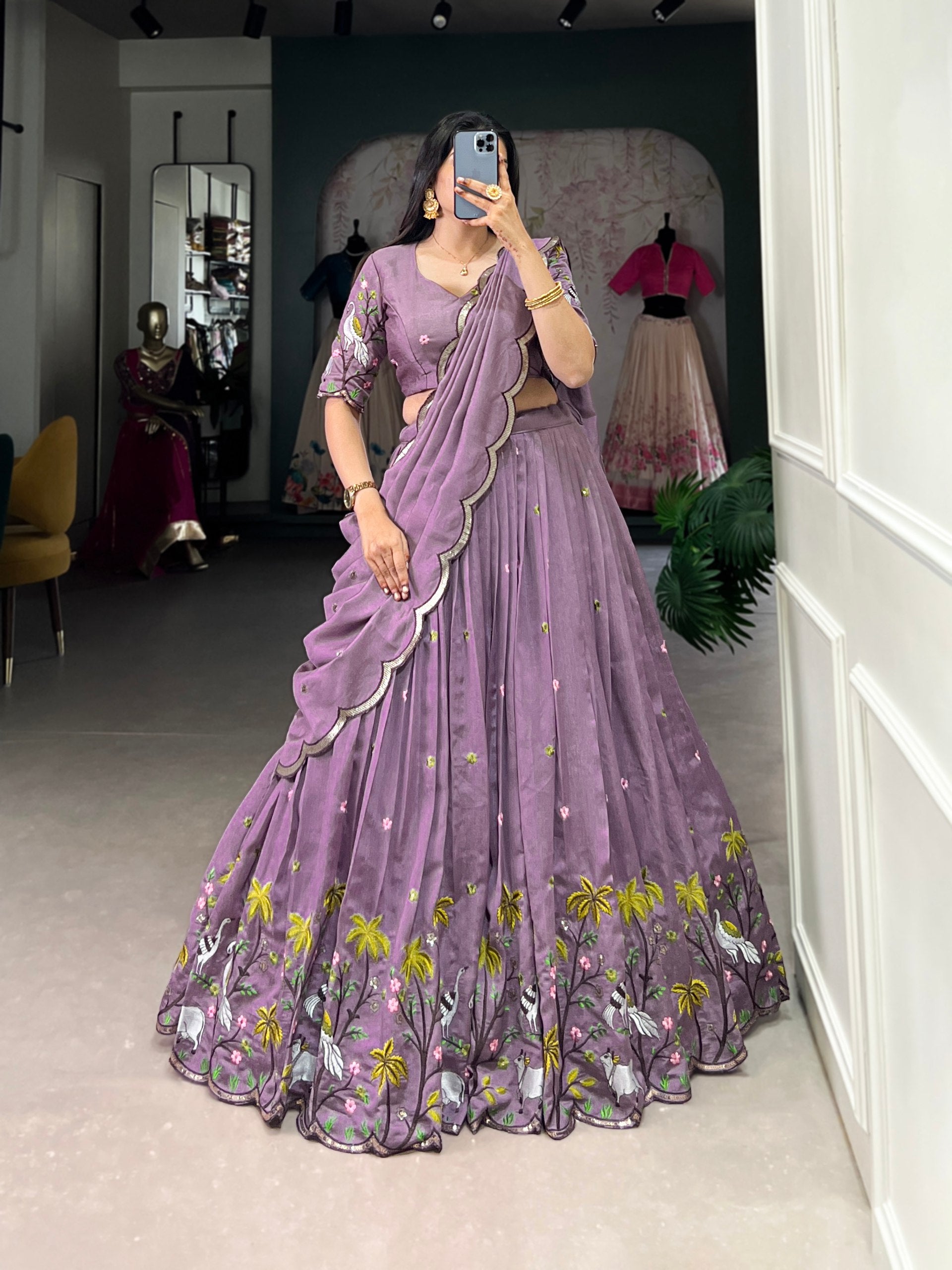 Lavender Love Lehenga Set – Sparkling Bridesmaid Glamour with Sequins & Thread Embroidery