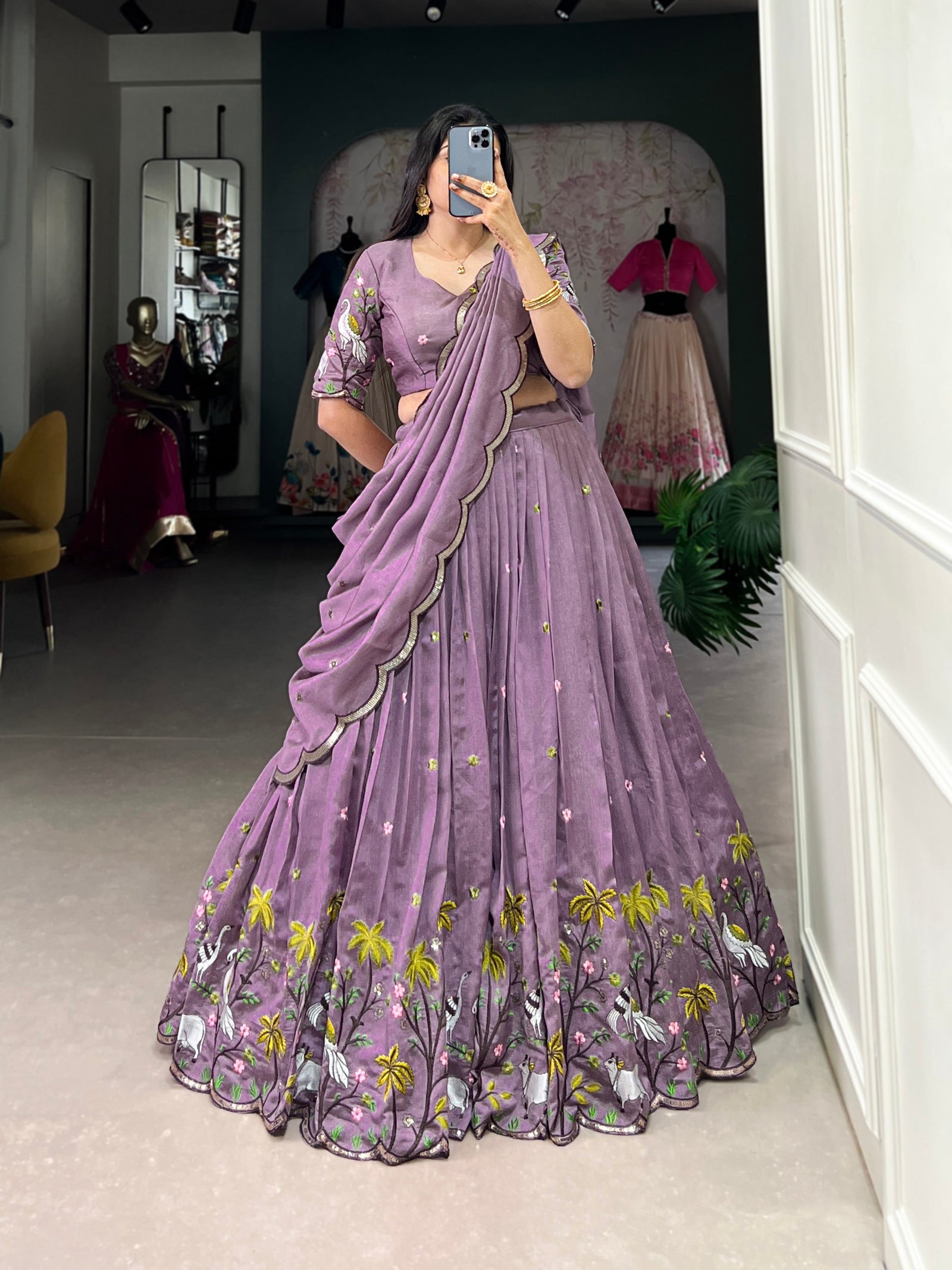 Lavender Love Lehenga Set – Sparkling Bridesmaid Glamour with Sequins & Thread Embroidery