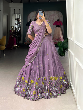 Lavender Love Lehenga Set – Sparkling Bridesmaid Glamour with Sequins & Thread Embroidery