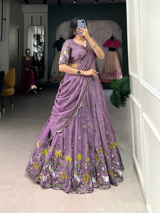 Lavender Love Lehenga Set – Sparkling Bridesmaid Glamour with Sequins & Thread Embroidery