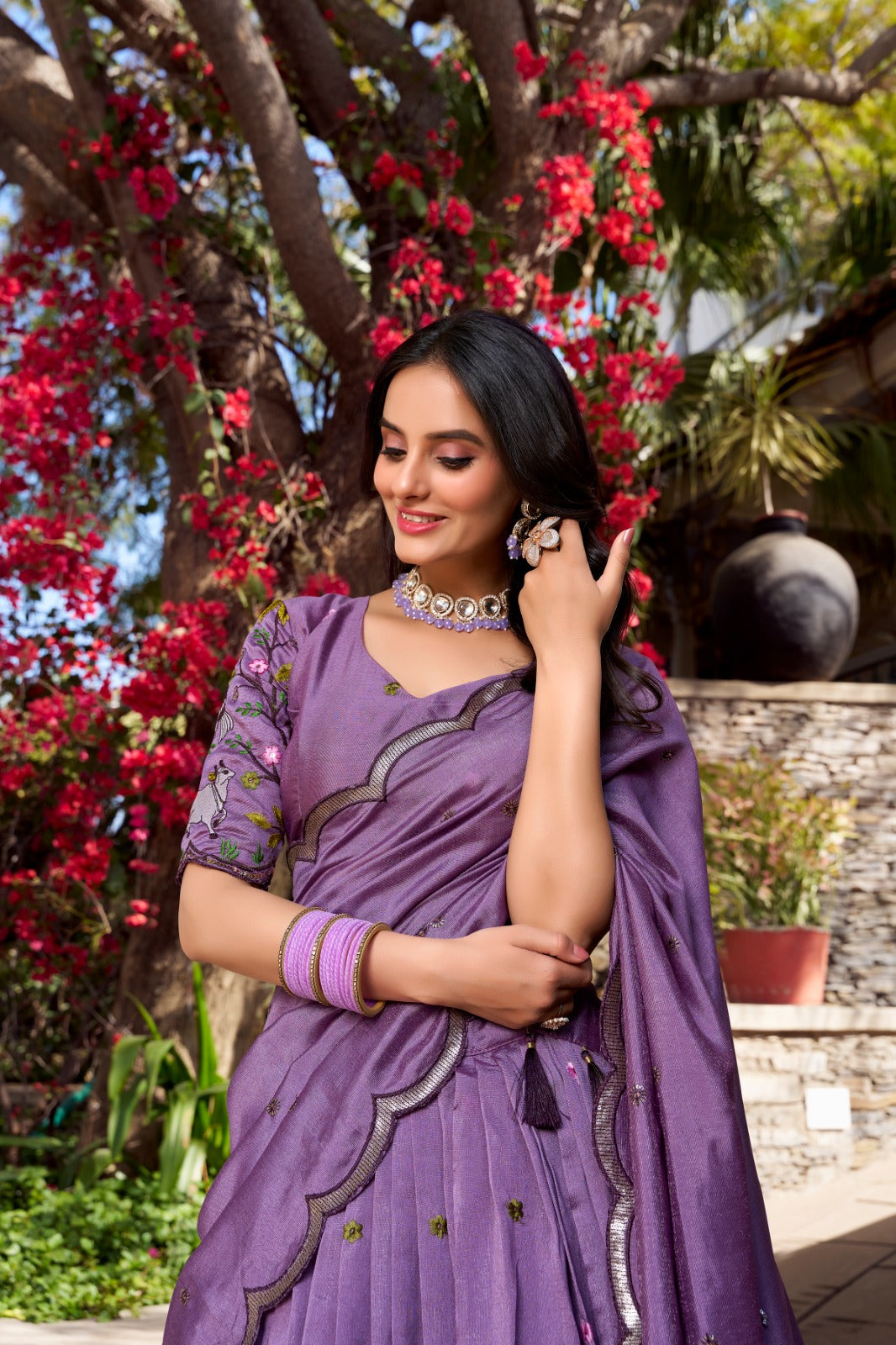 Lavender Love Lehenga Set – Sparkling Bridesmaid Glamour with Sequins & Thread Embroidery ClothsVilla