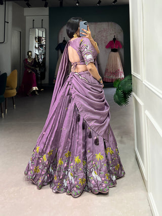 Lavender Love Lehenga Set – Sparkling Bridesmaid Glamour with Sequins & Thread Embroidery