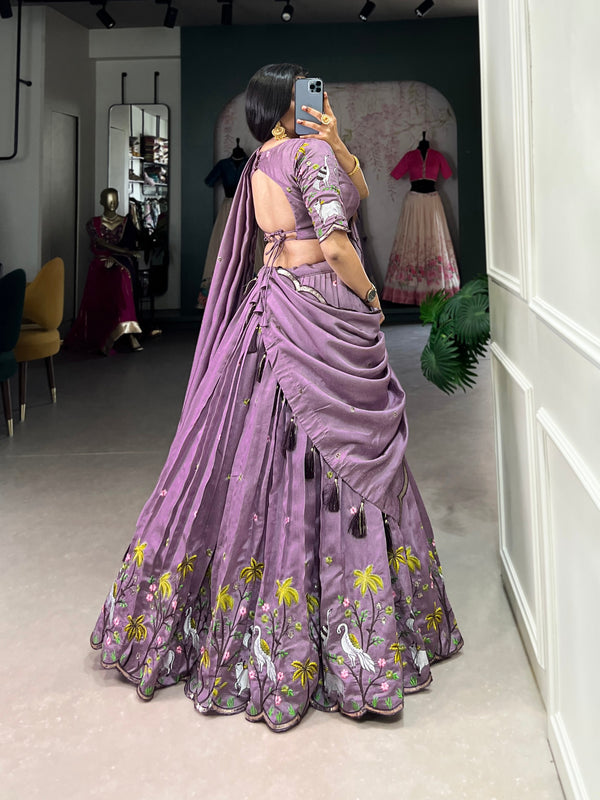 Lavender Love Lehenga Set – Sparkling Bridesmaid Glamour with Sequins & Thread Embroidery