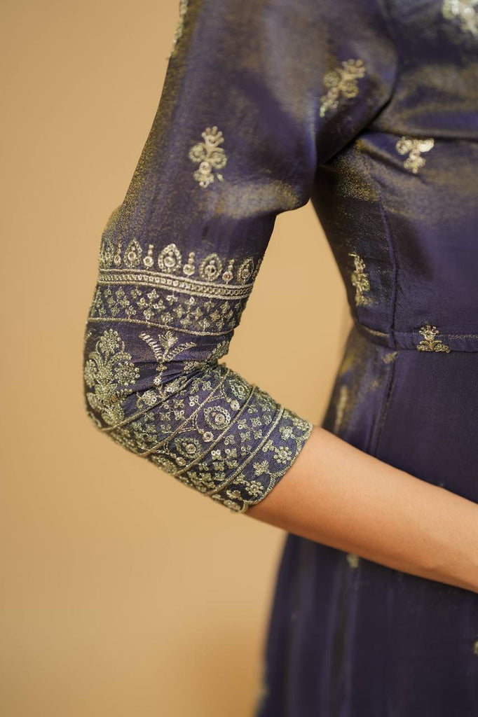 Light Gray Luxury Cosmo Designer Anarkali Suit Set with Heavy Sequins & Thread Embroidery ClothsVilla