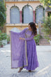 Load image into Gallery viewer, Lavender Luxury Star Georgette Gown with Designer Embroidered Dupatta – 5-Layer Frill Flai