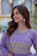 Load image into Gallery viewer, Lavender Luxury Star Georgette Gown with Designer Embroidered Dupatta – 5-Layer Frill Flai