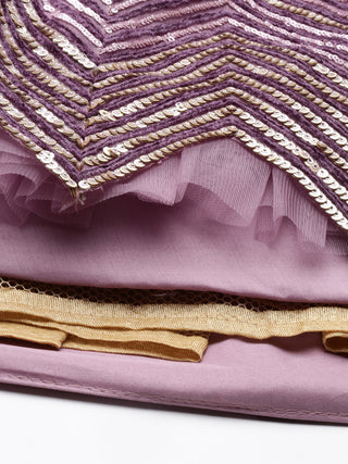 Lavender - Net Embroidered Semi-Stitched Lehenga with Zig-Zag Pattern Clothsvilla