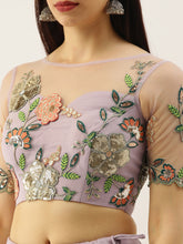 Load image into Gallery viewer, Lavender - Net Embroidered Sequence Semi-Stitched Lehenga ClothsVilla