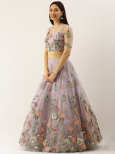 Load image into Gallery viewer, Lavender - Net Embroidered Sequence Semi-Stitched Lehenga ClothsVilla