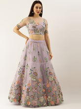 Load image into Gallery viewer, Lavender - Net Embroidered Sequence Semi-Stitched Lehenga ClothsVilla