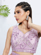 Load image into Gallery viewer, Lavender Net Lehenga Choli &amp; Dupatta with Cutdana, Sequins &amp; Zarkan Embroidery ClothsVilla