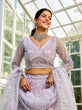 Load image into Gallery viewer, Lavender net with Beads &amp; Zarkan embroidery Semi-Stitched Lehenga choli &amp; Dupatta Clothsvilla