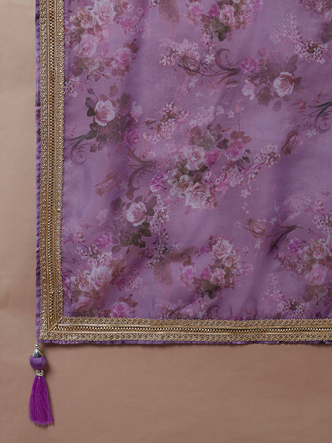 Lavender Organza Floral Printed Semi-Stitched Lehenga choli & Dupatta Clothsvilla